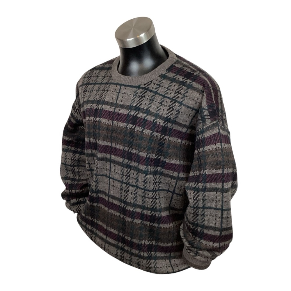 Idea Uomo Mens Crew Neck Striped Sweater Grandpa, Grunge